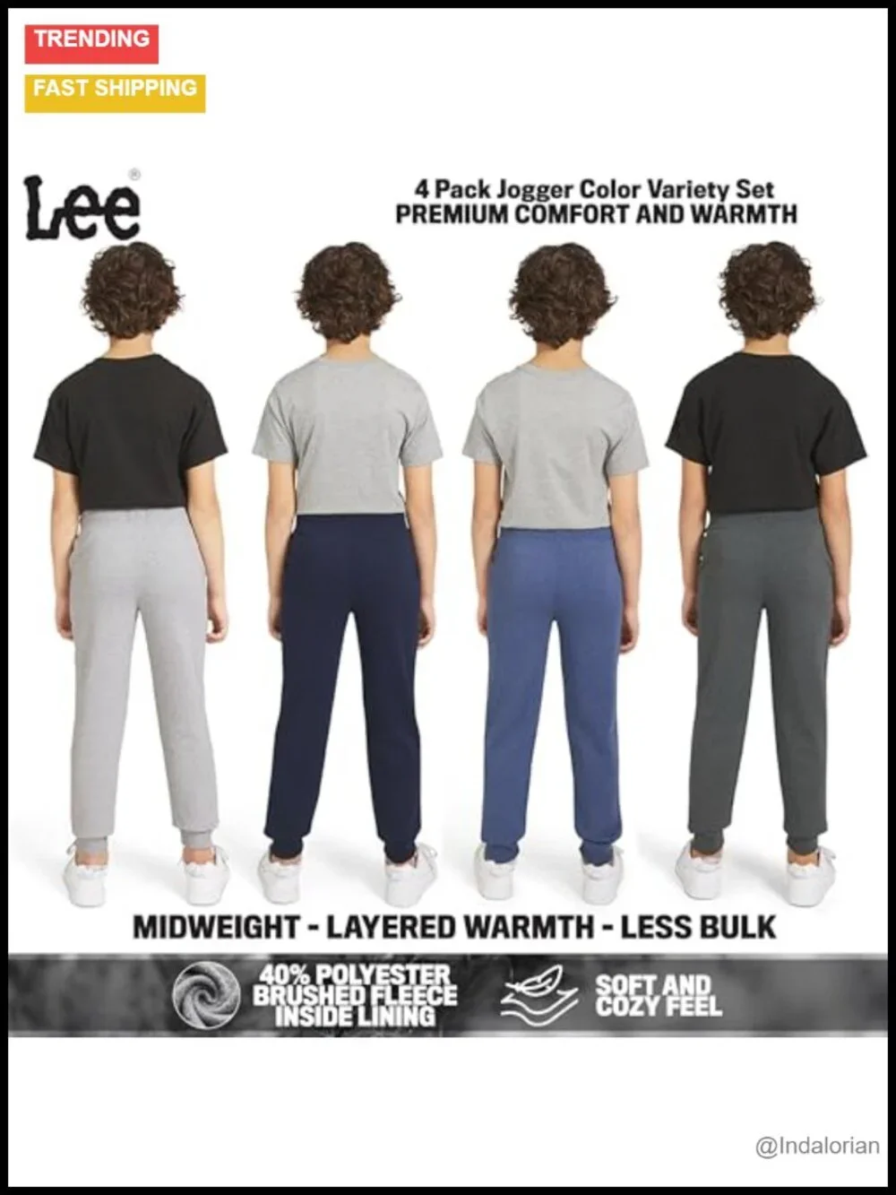 Boys 4 Pack Fleece Jogger Pants Midweight Soft Sweatpants